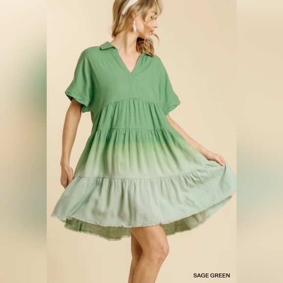 NEW!!! Umgee Green Ombre Tiered Dress,Sz 1X,NWT - Picture 1 of 7